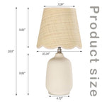 Pia Ricco 19" Modern Ceramic Table Lamp for Living Room Cream Base Desk Lamps for Bedroom Farmhouse Bedside Nightstand Lamp End Table Lamps,Beige,Rattan Shade - color: Grey Cream Base