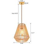 Woven Pendant Lights Hanging Lamp with 12" Hand Rattan Basket Shade Antique Brass Brush Paint Finish for Kitchen Island Farmhouse Dining Room Bar Bedroom Foyer Hallway - color: A- Brass