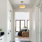 mid Century Ceiling Light Milk Glass Ceiling Light fixtures Glassshade Gold Modern Semi Flush Mount Ceiling Light, Globe Glass Ceiling Lamp Hallway Dining Room Kitchen - color: Milk yellow