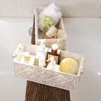 Nonam Macrame Storage Baskets, Boho Decor Style Woven Storage Boxes for Home Organization, Toilet Tank Shelf Cabinet Organizer Baskets,Set of 2-Weave White
