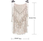 Macrame Wall Hanging Woven Wall Art Beige Fringe Tassel Garland Banner Macrame Tapestry Boho Wall Decor for Apartment Dorm Living Room Bedroom Baby Nursery Art Party Wedding Backdrop Decoration