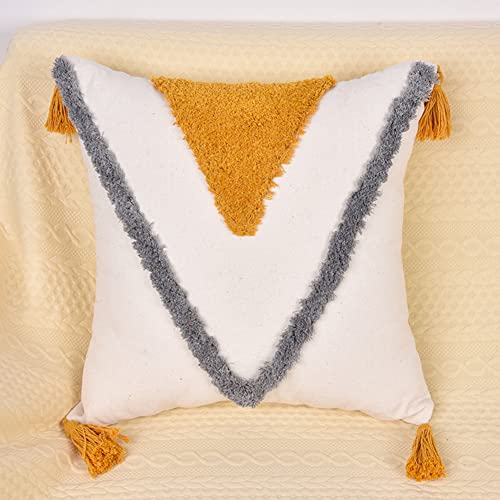 vctops Boho Decorative Throw Pillow Cover with Tassel, Geometric Woven Tufted Cushion Cover Soft Comfy Cotton Square Pillow Case for Sofa Couch Bedroom Home Decor, No Insert (Type B,18"x18") - color: Type B, size: 18 x 18-Inch