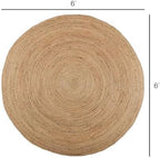 · REDEARTH · Round Area Rug - 6 Feet Braided Natural Jute Rug- Artisan Made Reversible Boho Jute Rugs for Bedroom - Kitchen - Living Room - Farmhouse - Home Decor - Handmade Rustic Vintage Décor