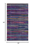 SAFAVIEH Rag Rug Collection Accent Rug - 3' x 5', Blue & Multi, Handmade Boho Stripe Cotton, Ideal for High Traffic Areas in Entryway, Living Room, Bedroom (RAR240B)