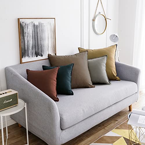 Jeanerlor 18"x18" Solid Cotton Linen Decoration Throw Pillow Case with Zipper Euro Sham Cushion Case Cool Pillow Cover Delicate Decorative Pillowcase for Chair/Bed/Couch,2 Packs, Dark Green - color: Dark Green, size: 18" x 18" (Pack of 2)