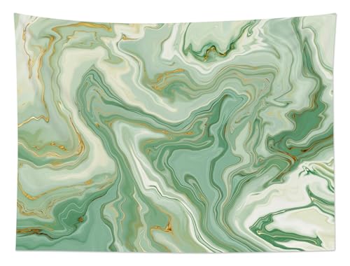 SCECALA Sage Green Marble Tapestry Abstract Green Gold White Swirl Marble Texture Wall Tapestry Modern Watercolor Wall Hanging for Bedroom Living Room Teen Dorm Party Home Decor 80x60 Inch - color: Sage Green, size: 60"L x 80"W