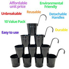 LaLaGreen Small Hanging Planters - 10 Pack, 4 Inch Black Metal Bucket Small Flower Pots for Outdoor Outside, Balcony Railing Hanging, Cute Garden Decor Rail Wall Farmhouse Rustic Deck Porch Succulent - size: 4 Inch (Black)