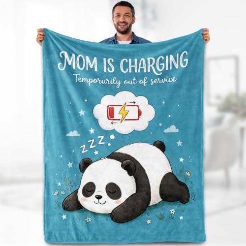 Aimego Mom is Charging Throw Blanket 50x60 Inch Funny Panda Design Soft Flannel Fleece Blanket for Mom Gift for Mother Birthday Mothers Day Christmas Couch Sofa Bed Home Decor - color: A-tter Blanket