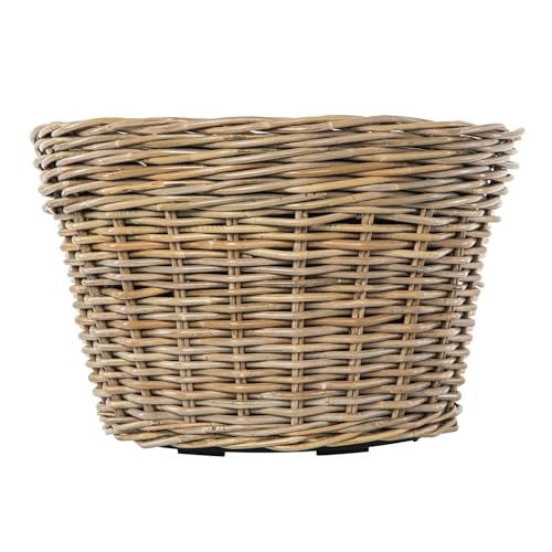 Kouboo Rattan Planter Basket with Plastic Pots Planters Flower Pots Decorative Fall planters for Front Porch Whiskey Barrel Basket Indoor Outdoor Plant Pots Large - size: Large