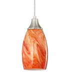 karyfine Art Glass Mini Pendant Lights Kitchen Island Marble Glass Pendant Light Shade with Brushed Nickel Finish Ceiling Hanging Lights for Kitchen Over Sink,Dining/Living Room Red Marble-1Pack - color: Red marble -1Pack