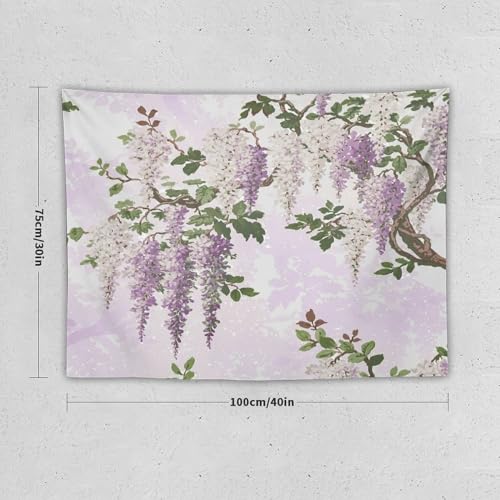 HZOHNAGO Lavender Flower Tapestry Fantasy Purple Floral Green Leaves Botanical Pattern Printed Wall Tapestry Wall Hanging for Bedroom Living Room Dorm 40" W x 30" H - color: Lavender-1, size: 40"L x 30"W
