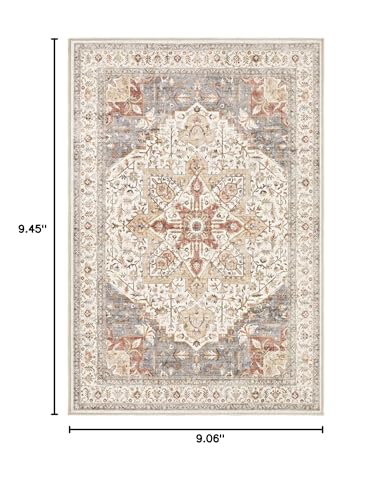 Tortania Area Rug 2x3 Doormat - Washable Vintage Oriental Farmhouse Soft Thin Indoor Carpet for Living Room Bedroom Hallway Entryway Kitchen - Orange Multi - color: Orange Multi, size: 2' x 3' (Rectangular)