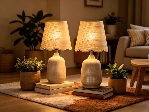 Pia Ricco 19" Modern Ceramic Table Lamp for Living Room Gray Camel Base Desk Lamps for Bedroom Farmhouse Bedside Nightstand Lamp End Table Lamps,Pink,Rattan Shade - color: Gray Camel Base