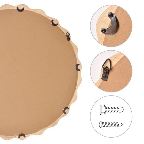 sawsile Circle Wood Mirrors for Wall, 36" Large Irregular Wavy Wood Modern Boho Vanity Farmhouse Mirrors for Bedroom Living Room Entryway Hallway Fireplace - size: 36"L x 36"W