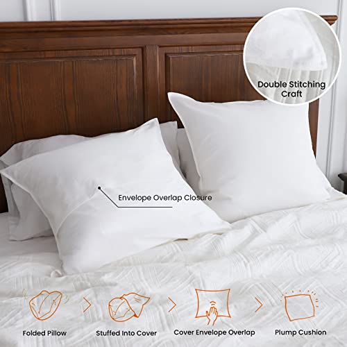 Simple&Opulence Linen Euro Shams Basic Style Solid Color 24x24 Inch Pack of 2 Flax Cotton Blend Decor Throw Pillow Covers Soft Breathable Farmhouse Pillow Shams - White - color: White, size: 24"×24"