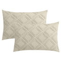 JELLYMONI Pillowcases King Size Light Sand 2 Pack Boho Plaid Bed Pillow Covers 20x36in Polyester Envelope Pillow Shams Tufted Bohemian Textured (Pillows are not Included) - color: 01 - Light Sand - Grid, size: 36" x 20" (Pack of 2)
