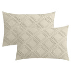 JELLYMONI Pillowcases King Size Light Sand 2 Pack Boho Plaid Bed Pillow Covers 20x36in Polyester Envelope Pillow Shams Tufted Bohemian Textured (Pillows are not Included) - color: 01 - Light Sand - Grid, size: 36" x 20" (Pack of 2)