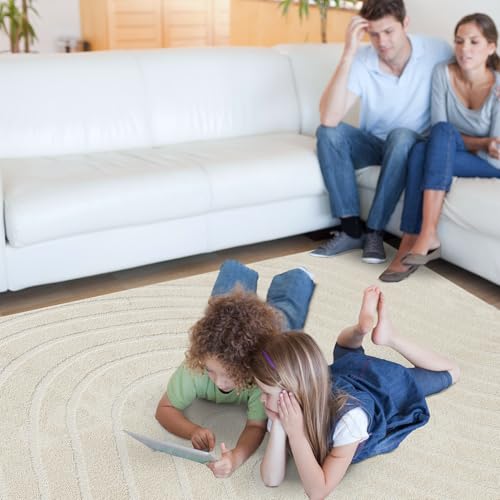 LUXE WEAVERS Modern Geometric Wave Cream 4x6 Area Rug - color: Cream, size: 4' x 6' (Rectangular)