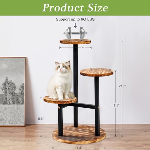 VECELO 4 Tier Plant Stand Indoor Outdoor, Tall Metal Wood Flower Shelf for Multiple Plants, Small Tiered Round Corner Display Rack, Planter Pot Holder for Patio Garden Balcony Living Room Bedroom - size: 4-Tier
