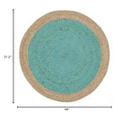 SAFAVIEH Natural Fiber Collection Area Rug - 2'6" x 4' Oval, Teal & Natural, Handmade Jute, Braided Border Design (NF801E) - color: Teal/Natural, size: 2'6" x 4' (Oval)