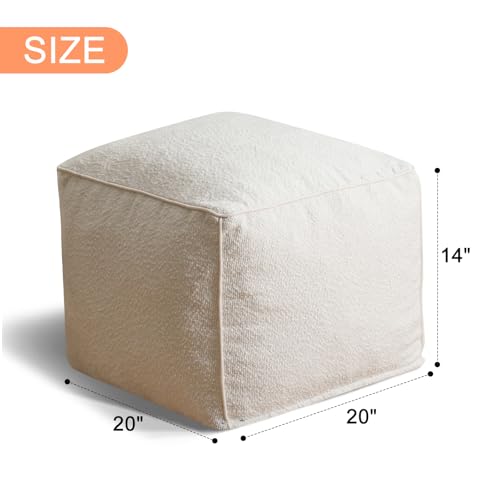 Pouf Ottoman Stuffed Modern Foam Filled Foot Rest Poufs for Living Room Chair Decorative 20 X 15 Inches Boho Relax Stool Floor Poufs Foot Rest for Living Room,Beige - color: Beige