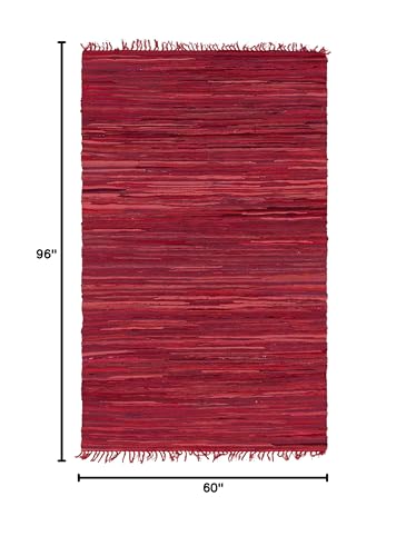 Unique Loom Chindi Cotton Collection Soft Hand Woven Natural Fiber Striped Area Rug, 5 ft x 8 ft, Red/Purple - color: Red/Purple, size: 5' x 8' (Rectangular)