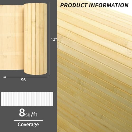 Art3d Natural Bamboo Wall Panel for Interior Wall Decor, Renewable Pole Wrap Wainscoting Paneling for Wall Ceiling Furniture Cabinet Office, 12 x 96 Inch - Raw, 1-Pack - color: Raw, size: 1-12" x 96"