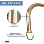 Ilyapa 4 Pack Metal Plant Wall Hanger Hooks - 7 in. Hook for Hanging, Baskets, and Macrame, Indoor Hangers in Rustic Brass Finish, Wall Planters