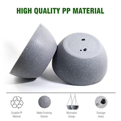 WSMKSZ 10 inch Hanging Planters for Outdoor Indoor Plants with Drainage Holes and Chain, 2 Pack Round Hanging Flower Plant Pots for Garden Home Porch Decor, Speckled Grey - color: Speckled Grey, size: 10inch 2pcs