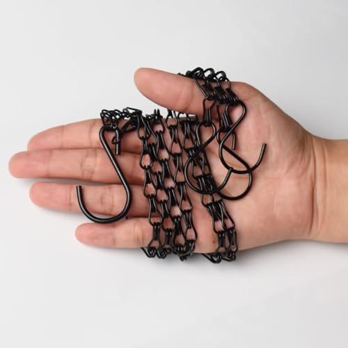 Hanging Basket Chain,22 Inch Black Hanging Chain,Chain for Hanging Plants with Hooks for Bird Feeder Hanging Planter Porch Wind Chime (Black, 22 Inch-5PCS) - color: Black, size: 22 Inch-3 point 5 pack
