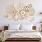 15 Pcs Boho Wall Basket Decor Woven Rattan Seagrass Wall Decor Hanging Rustic Farmhouse Western Art Decoration for Nursery Living Room Bedroom Home Kitchen(Grey White Style) - style: Grey White Style