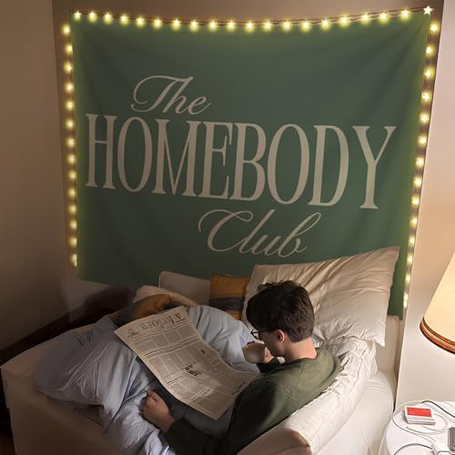 SkyCozy Green the Homebody Club Wall Tapestry, Trendy Retro Modern Minimalist Aesthetic Tapestry for Home Bedroom Living Room Apartment Dorm Wall Decor, 50x60 Inch - color: 04-the Homebody Club Tapestry