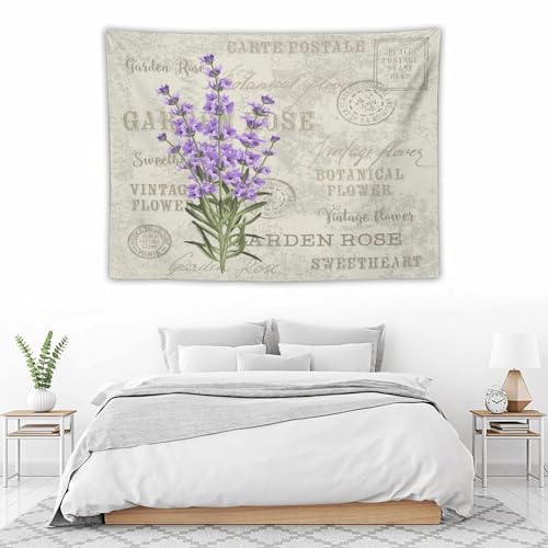 Houselerax Lavender Floral Tapestry,Spring Purple Flower Wall Hanging for Bedroom Living Room Dorm Decor, 40"x30" - color: Lavender Floral-5, size: W40xL30in