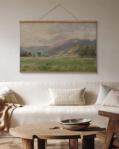 ARPEOTCY Extra Large Vintage Framed Wall Art, 36x54 Inch Field & Mountain Landscape Hanging Framed Canvas Print Art for Living Room Bedroom, Farmhouse Above Bed Wall Decor - color: Chodowiecki's Landscape
