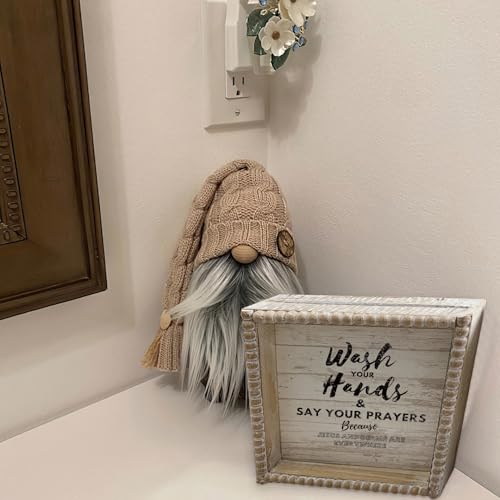 Boho Farmhouse Wooden Framed Bathroom Decor Signs, Funny Restroom Decorative Plaque Small Cute, Toilet Rules Shelf Decoration (Wash Your Hands) - color: Wash Your Hands