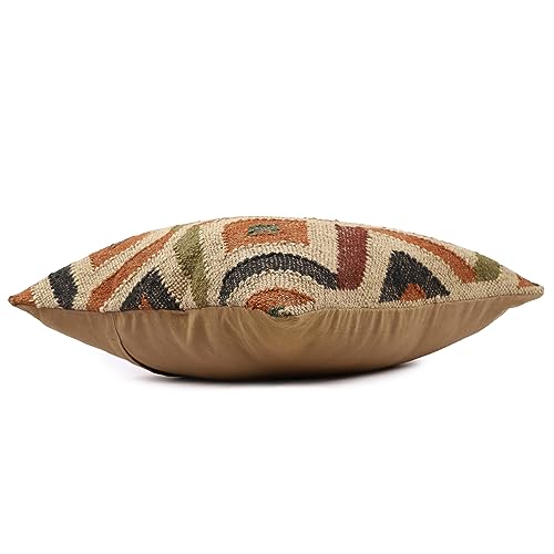 Boho Wool Jute Kilim Cushion Cover Handwoven Indian Tribal Pillow Rustic Decor for Living Room Sofa Chair Bed Multicolor Throw Pillow - color: Multi 02