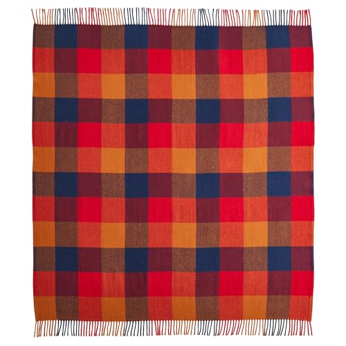 Pendleton Eco-Wise Washable Throw with Fringe 54" x 60" - 100% Wool, All Season, Washable, Soft and Durable Blanket for Home and Outdoor Adventures - Copper/Red - color: Copper/Red
