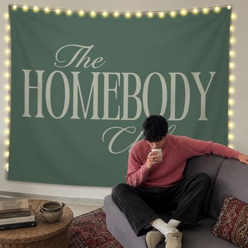 SkyCozy Green the Homebody Club Wall Tapestry, Trendy Retro Modern Minimalist Aesthetic Tapestry for Home Bedroom Living Room Apartment Dorm Wall Decor, 50x60 Inch - color: 04-the Homebody Club Tapestry