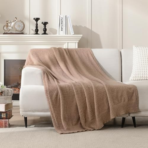 Knit Throw Blanket Super Soft Warm Blanket for Couch Lightweight Fluffy Blanket for Bed Sofa 50x60 Inches Dusty Rose - color: Dusty Rose, size: 50x60