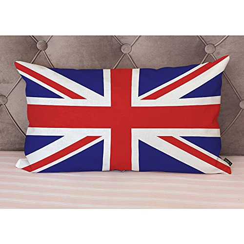 EKOBLA British Flag Home Decorative Throw Pillow Covers Colors England Blue Red White Patriotic Farmhouse Rectangle Cushion Cover Pillowcases Cotton Linen Cushion Cover 12x20 Inches - color: Multi-bs12, size: 20" x 12" (Pack of 1)