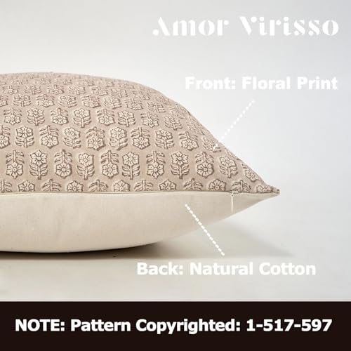 Amor Virisso Floral Pillow Covers 18x18 Couch Pillows for Living Room Farmhouse Neutral Pillow Covers Decorative Throw Pillow Covers Accent Sofa Pillows 1PC, Cloud Cream - color: Cloud Cream, size: 18" x 18" (Pack of 1)