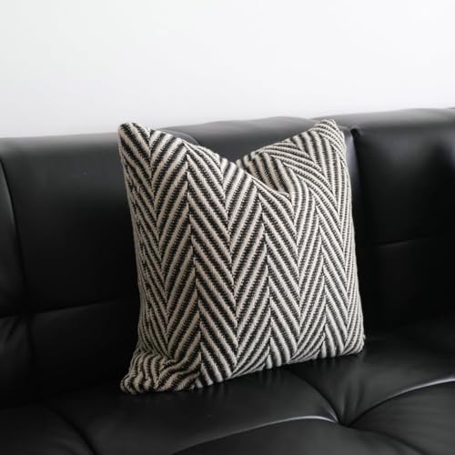 vctops Boho Throw Pillow Cover Black and White Knitted Woven Pillow Cushion Cover Arrow Knit Decoration Square Pillowcase for Sofa Couch Bedroom Living Room - 24"x24" - color: Black, size: 24" x 24" (Pack of 1)
