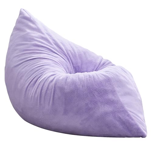 Hobestluk 3 in 1 Bean Bag Chair Giant Bean Bag Chairs for Adults with Plush Faux Fur Cover Convertible Bean Bag Floor Cushion with Machine Washable Cover for Living Room (Plush Purple) - color: Purple