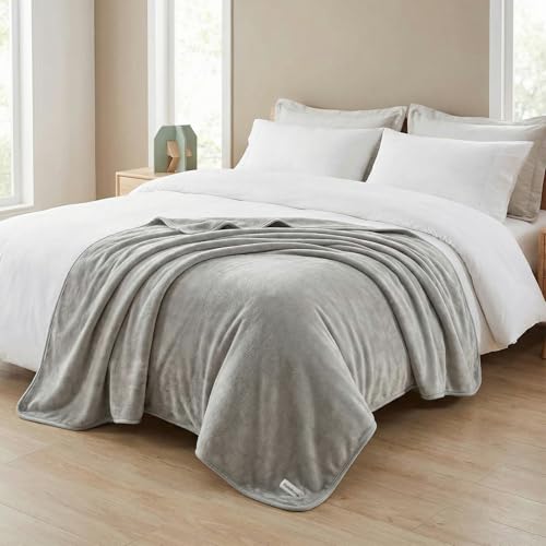 Fleece Throw Blanket 50" x 70" - Soft Cozy Polyester Plush Blanket, Lightweight Warm Throw for Couch Bed Sofa Chair, All Season Use, Grey - color: Grey