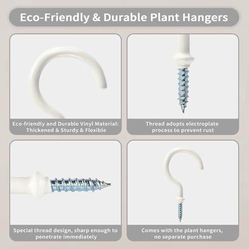 2 Pack Macrame Plant Hangers, Hanging Planters Indoor Outdoor Handmade Cotton Rope Hanging Plant Pot Durable Flower Pots Holder for Home Garden Balcony Ceiling Decorations with 2 Hooks(White) - style: Style5-2 Pack