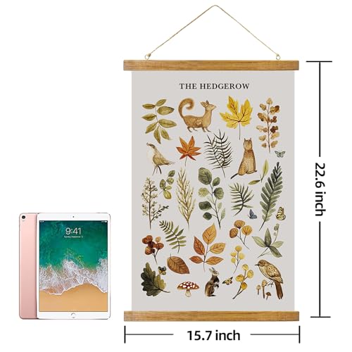 ABoby Vintage Hedgerow Wildlife Posters - Countryside Animals and Plants - Nature Style Wall Decor with Wood Frames - Ready to Hang - color: Hedgerow Nature