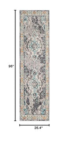SAFAVIEH Monaco Collection Runner Rug - 2'2" x 8', Grey & Light Blue, Non-Shedding & Easy to Clean, Distressed Medallion Design, Ideal for Hallway, Foyer, Entryway, Kitchen, Bedroom (MNC243G) - color: Grey/Light Blue, size: 2'2" x 8' (Runner)