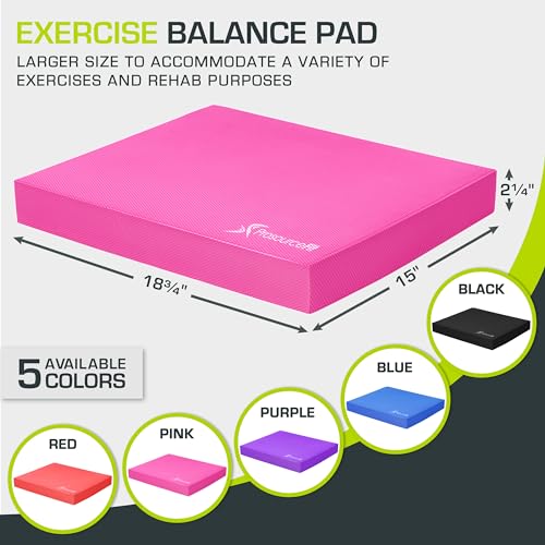 ProsourceFit Exercise Balance Pad, Non-Slip Cushioned Foam Mat & Knee Pad for Fitness and Stability Training, Yoga, Physical Therapy - color: Pink, size: XL - (18.75" x 15")