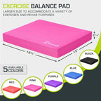 ProsourceFit Exercise Balance Pad, Non-Slip Cushioned Foam Mat & Knee Pad for Fitness and Stability Training, Yoga, Physical Therapy - color: Pink, size: XL - (18.75" x 15")