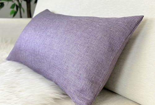 Aiking Home Imitation Burlap Lumbar Pillow Cover 14x26 Inch Vintage Faux Linen Rustic Natural Look, 1 Piece Elegance Farmhouse Style Accents Pillow Case for Indoor Use, Lavender - color: Lavender, size: 26" x 14" (Pack of 1)